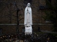 A statue of the Virgin Mary outside a church in Detroit.